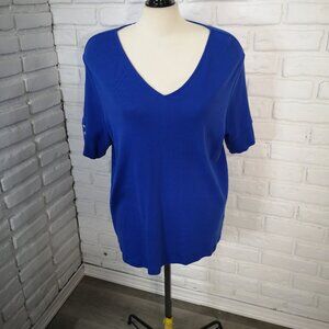 Lauren Ralph Lauren Ladies Size 3X Royal Blue V-neck Short Sleeves T-shirt